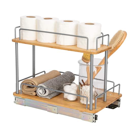 Household Essentials Glidez Wood 2-Tier Cabinet Organizer